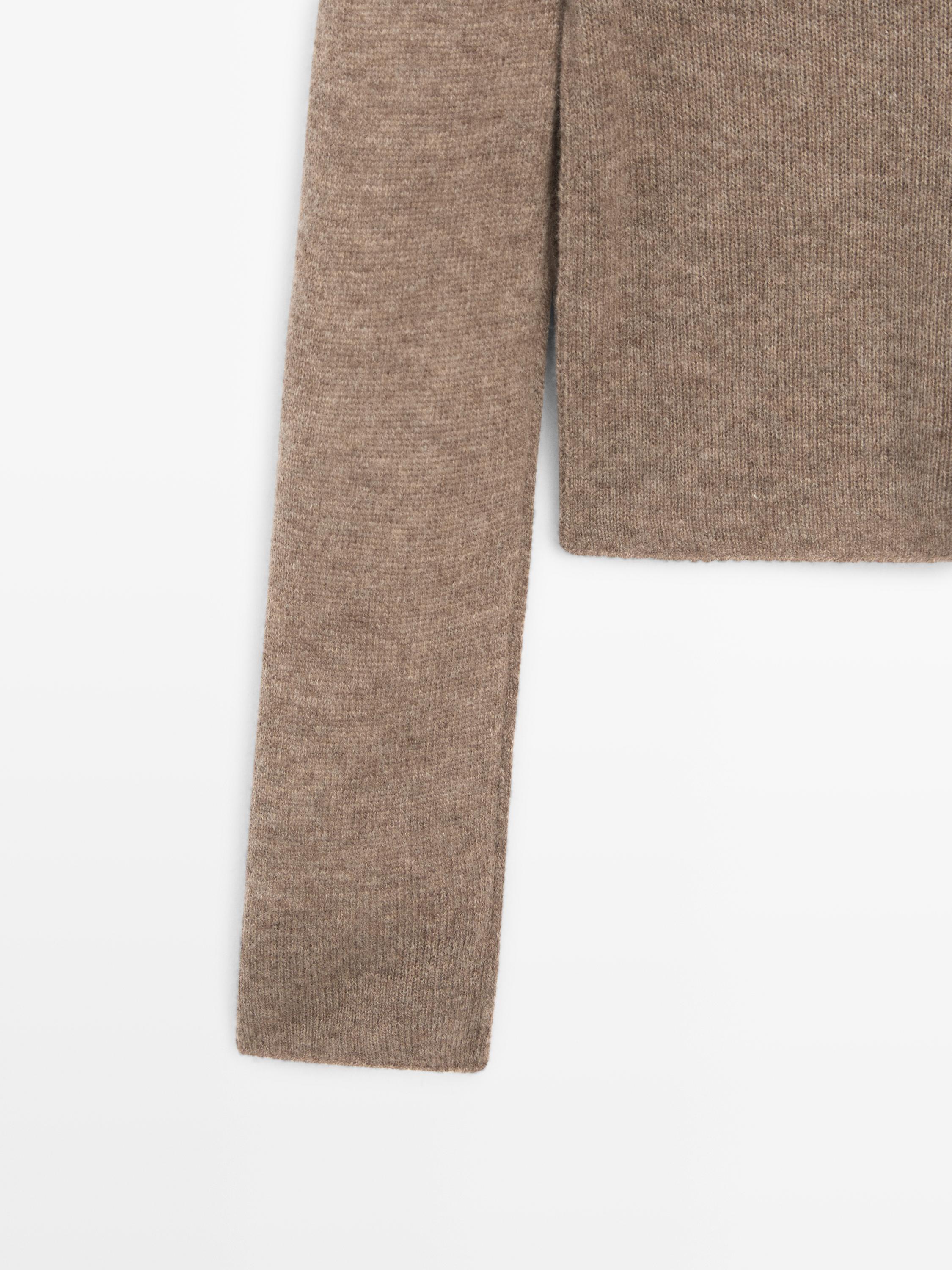 Wool blend knit sweater with mock turtleneck